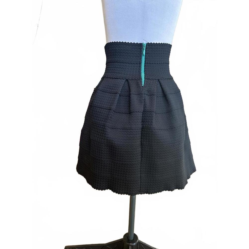 Anthropologie | Girls From Savoy | Black Textured A-Line Skirt with High Waist